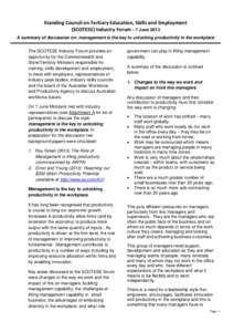 Economic growth / Manufacturing / Productivity / Skill / Diversity / Employment / Workforce productivity / Behavior / The Skills Development Act 97 / Business / Business ethics / Technology