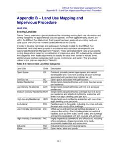 Difficult Run Watershed Management Plan Appendix B – Land Use Mapping and Impervious Procedure Appendix B – Land Use Mapping and Impervious Procedure Land Use