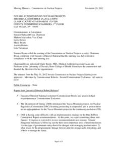 Meeting Minutes – Commission on Nuclear Projects  November 29, 2012 NEVADA COMMISSION ON NUCLEAR PROJECTS THURSDAY, NOVEMBER 29, 2012; 1:00PM