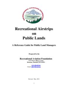 Recreational Airstrips on Public Lands A Reference Guide for Public Land Managers  Prepared by the