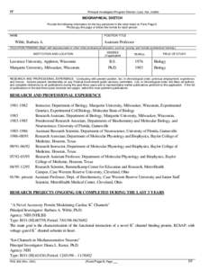 FF  Principal Investigator/Program Director (Last, first, middle BIOGRAPHICAL SKETCH Provide the following information for the key personnel in the order listed on Form Page 2.