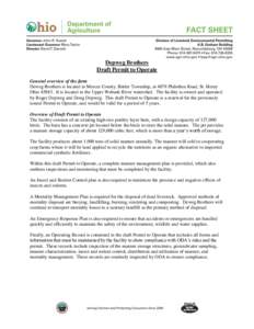 Depweg Brothers Draft Permit to Operate General overview of the farm Deweg Brothers is located in Mercer County, Butler Township, at 4879 Philothea Road, St. Henry Ohio[removed]It is located in the Upper Wabash River wate