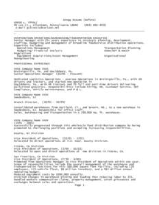 Gregg Resume (Before) GREGG L. STRELC 40 Lee Ct., Allentown, Pennsylvania4450 e-mail  ____________________________________________________________________________________