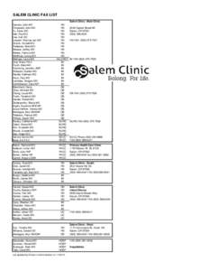 SALEM CLINIC FAX LIST Salem Clinic - Main Clinic Daniels, John MD Fitzgerald, John MD Fu, Irene, MD Hall, Roy MD