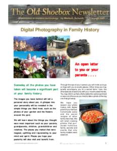 Digital Photography in Family History  An open letter to you or your parents[removed]Someday all the photos you have