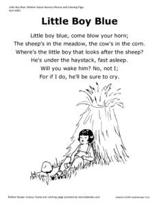 Little Boy Blue: Nursery Rhyme and Coloring Page