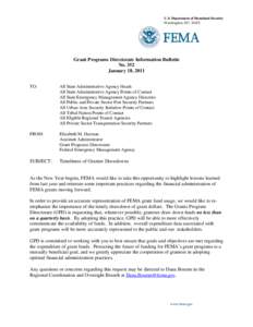 U.S. Department of Homeland Security Washington, DC[removed]Grant Programs Directorate Information Bulletin No. 352 January 18, 2011