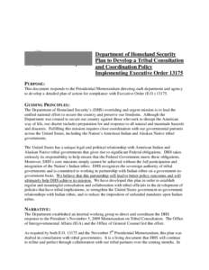 Department of Homeland Security Plan to Develop a Tribal Consultation and Coordination Policy Implementing Executive Order 13175