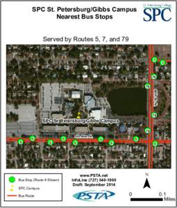 SPC St. Petersburg/Gibbs Campus Nearest Bus Stops Served by Routes 5, 7, and 79 ! (