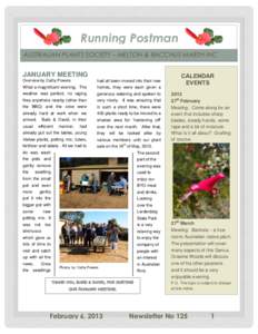 Running Postman AUSTRALIAN PLANTS SOCIETY – MELTON & BACCHUS MARSH INC JANUARY MEETING Overview by Cathy Powers