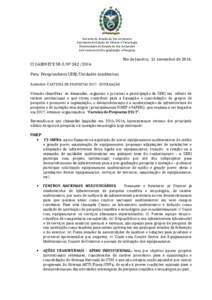 Governo do Estado do Rio de Janeiro Secretaria de Estado de Ciência e Tecnologia Universidade do Estado do Rio de Janeiro Sub-reitoria de Pós-graduação e Pesquisa  Rio de Janeiro, 21 novembro de 2016.