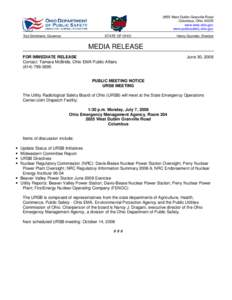 2855 West Dublin-Granville Road Columbus, Ohio[removed]www.ema.ohio.gov www.publicsafety.ohio.gov Ted Strickland, Governor