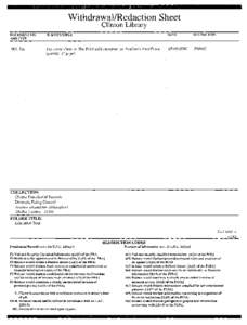 WithdrawallRedaction Sheet Clinton Library DOCUMENT NO. AND TYPE