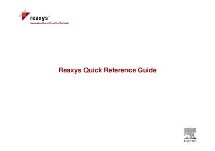 Reaxys Quick Reference Guide  Table of Contents 1 2 3