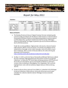 Report for May 2011 Statistics: U of M: May 2011 U of M: Overall MHC: May 2011