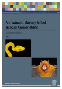 Vertebrate Survey Effort across Queensland Queensland Herbarium 2013  Department of Science, Information Technology, Innovation and the Arts