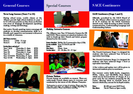 General Courses  Special Courses SACE Continuers