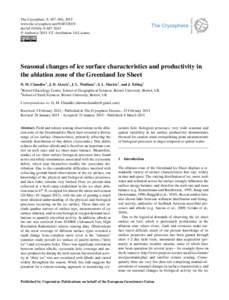 The Cryosphere, 9, 487–504, 2015 www.the-cryosphere.net[removed]doi:[removed]tc[removed] © Author(s[removed]CC Attribution 3.0 License.  Seasonal changes of ice surface characteristics and productivity in