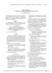 Bundesgesetzblatt Jahrgang 2011 Teil I Nr. 55, ausgegeben zu Bonn am 4. NovemberErste Verordnung zur Änderung der Meisterprüfungsverfahrensverordnung