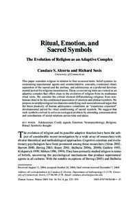 Religion as an Adaptive Complex  323 Ritual, Emotion, and Sacred Symbols