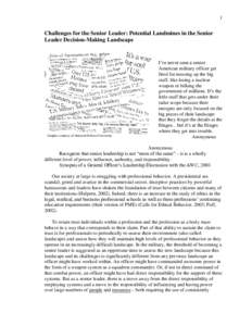 1  Challenges for the Senior Leader: Potential Landmines in the Senior Leader Decision-Making Landscape  Graphic courtesy of National Defense University