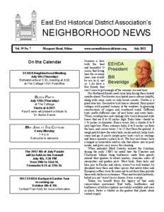 East End Historical District Association’s  NEIGHBORHOOD NEWS Vol. 39 No. 7