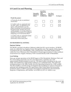 4.9: Land Use and Planning  4.9 Land Use and Planning Potentially Significant Impact