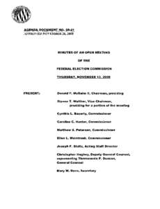 AGENDA DOCUMENT NO[removed]APPROVED NOVEMBER 20, 2008 MINUTES OF AN OPEN MEETING