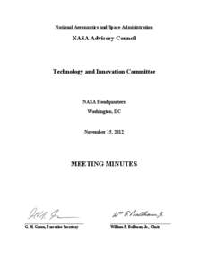 National Aeronautics and Space Administration  NASA Advisory Council Technology and Innovation Committee