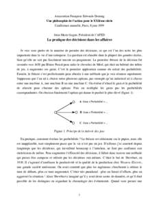 Association Française Edwards Deming Une philosophie de l’action pour le XXIème siècle Conférence annuelle, Paris, 8 juin 1999 Jean-Marie Gogue, Président de l’AFED  La pratique des décisions dans les affaires