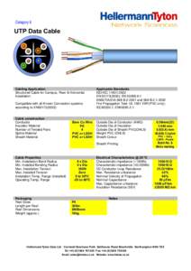 Category 6  UTP Data Cable Cabling Application Structured Cable for Campus, Riser & Horizontal