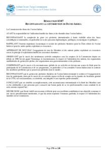 RÉSOLUTION[removed]RECONNAISSANT LA CONTRIBUTION DE DAVID ARDILL La  Commission  des  thons  des  l’océan  Indien, AYANT la  responsabilité  de  l’utilisation  durable  des  thons  et  des  thonidés 