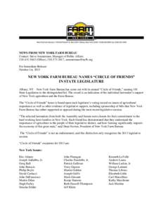 NEWS FROM NEW YORK FARM BUREAU Contact: Steve Ammerman, Manager of Public AffairsOffice), ,  For Immediate Release: October 1st, 2013