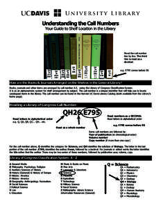 Understanding the Call Numbers Your Guide to Shelf Location in the Library Read the call number line by line. The third line is read as a