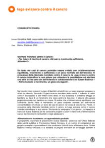 COMUNICATO STAMPA  Contatto Géraldine Beldi, responsabile della comunicazione prevenzione,