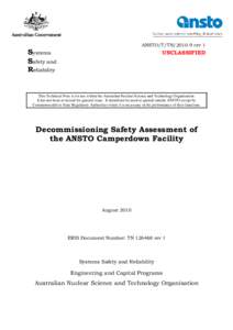 Decommissioning Safety Assessment for the ANSTO Camperdown Facility