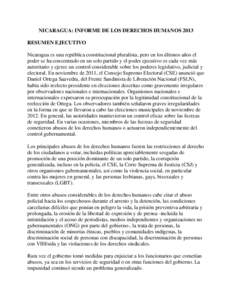 NICARAGUA: INFORME DE LOS DERECHOS HUMANOS[removed]NICARAGUA 2013 Human Rights Report - Spanish translation)