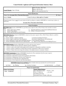 Council Member Applicant and Proposal Information Summary Sheet Point of Contact: Phil Coram Phone: [removed]Council Member: State of Florida  Email: [removed]