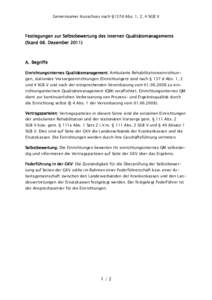 Gemeinsamer Ausschuss nach §137d Abs. 1, 2, 4 SGB V  Festlegungen zur Selbstbewertung des internen Qualitätsmanagements (Stand 08. DezemberA. Begriffe