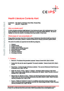    	
   Health Literature Contents Alert