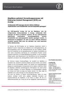 Presseinformation  StepStone optimiert Verwaltungsprozesse mit Enterprise Content Management (ECM) von d.velop Umfassende ECM-Lösungen bei der Online-Jobbörse