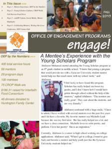 In This Issue >>>  Page 1 – Mentee Experience, OEP by the Numbers  