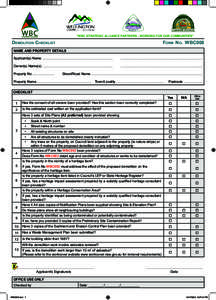 “WBC STRATEGIC ALLIANCE PARTNERS - WORKING FOR OUR COMMUNITIES”  Demolition Checklist 