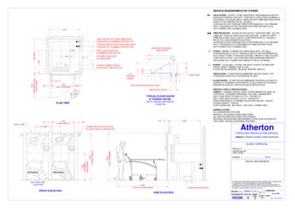 SERVICE REQUIREMENTS BY OTHERS COLD WATER - SUPPLY TO BE CONSTANTLY BETWEEN 200 & 500 KPA, MAXIMUM TEMPERATURE 25°C, TREATED IF OVER 2 PPMMMOL/L) HARDNESS, CHLORIDE FREE, COMPLETE WITH 15MM ISOLATING VALVE & BACK