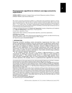 A Fixed-parameter algorithms for minimum cost edge-connectivity augmentation ´ DANIEL MARX, Institute for Computer Science and Control, Hungarian Academy of Sciences