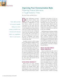 Solutions  Improving Your Communication Style Presenting Financial Information in Tough Economic Times By Jimmy Forbis and Bob Eichem