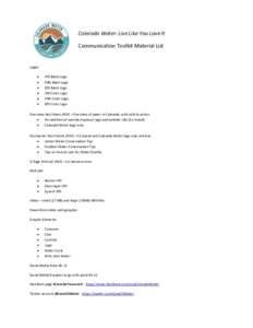 Colorado Water: Live Like You Love It Communication Toolkit Material List Logos  