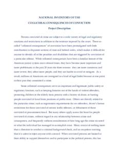 Project Description: National Inventory of the Collateral Consequences of Conviction (2012)
