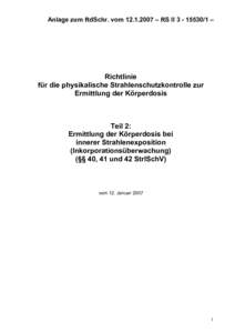 -  Anlage zum RdSchr. vom – RS II – Richtlinie für die physikalische Strahlenschutzkontrolle zur