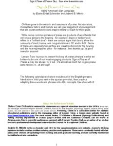Sign A Phrase of Praise a Day... from www.lessontutor.com  Sign A Phrase of Praise a Day Using American Sign Language by Elaine Ernst Schneider and Joanne B. Mikola
